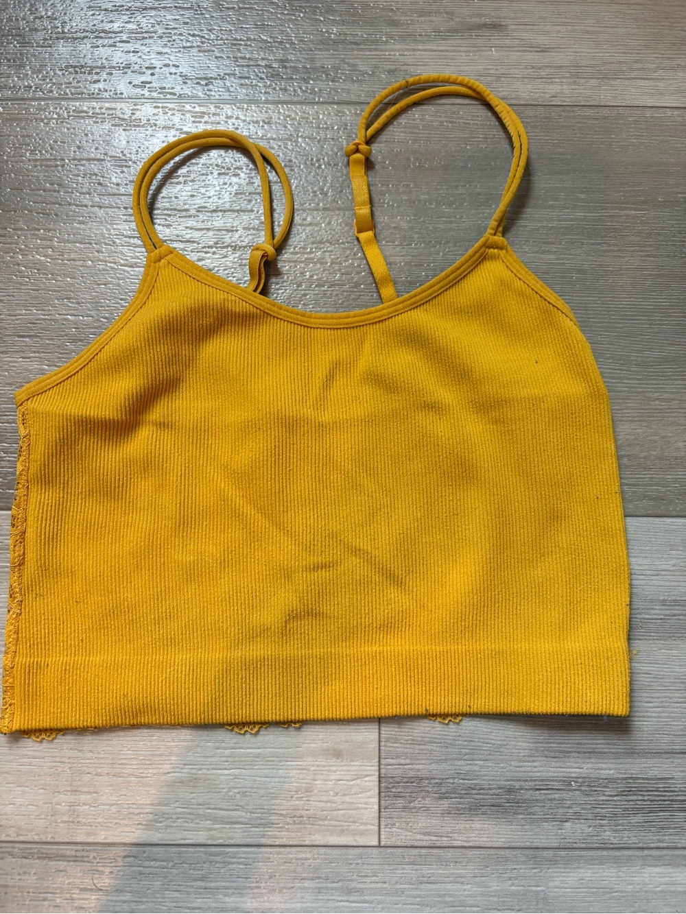 Colsie Mustard Ribbed Crop Tank